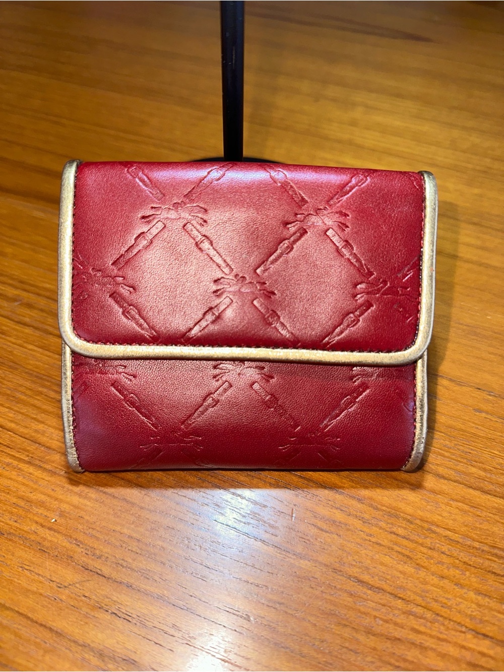 ✨ Longchamp Paris Vintage Burgundy Leather Wallet | Gold Piping | Excellent